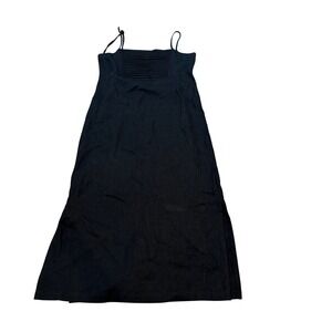 Sweet‎ Jessie Petite Small Black 100% Linen Blend Maxi Dress Sleeveless Summer